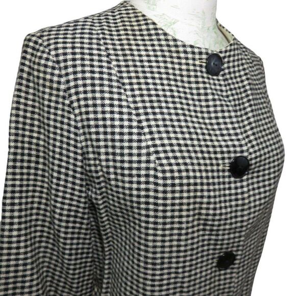 Vintage 60s Specialty House M Wool Crop Jacket Blazer Black Check Made In USA - Picture 4 of 8